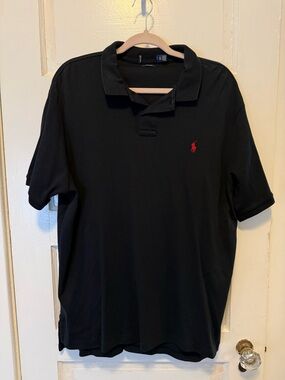 Polo by Ralph Lauren Black Short-Sleeve Polo with Red Pony Logo